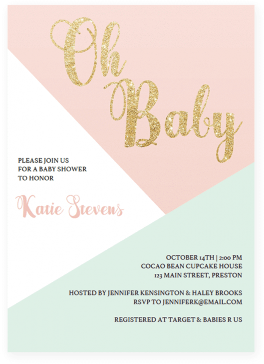 Pink And Gold Baby Shower Invitation Template Oh Pink - Graphic Design (616x770)