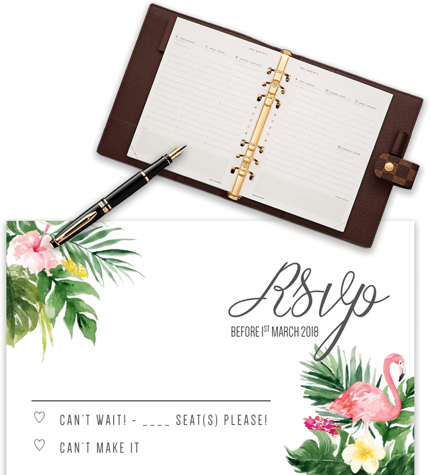 Example Of Wedding Rsvp Template With Flamingo And - Tropical Template Flamingo (900x1000)