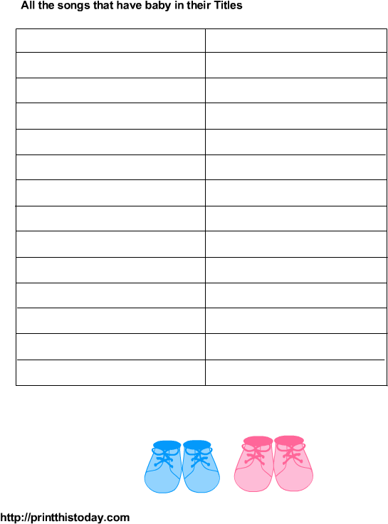 More Free Printable Baby Shower Games - Statistical Graphics (612x792)