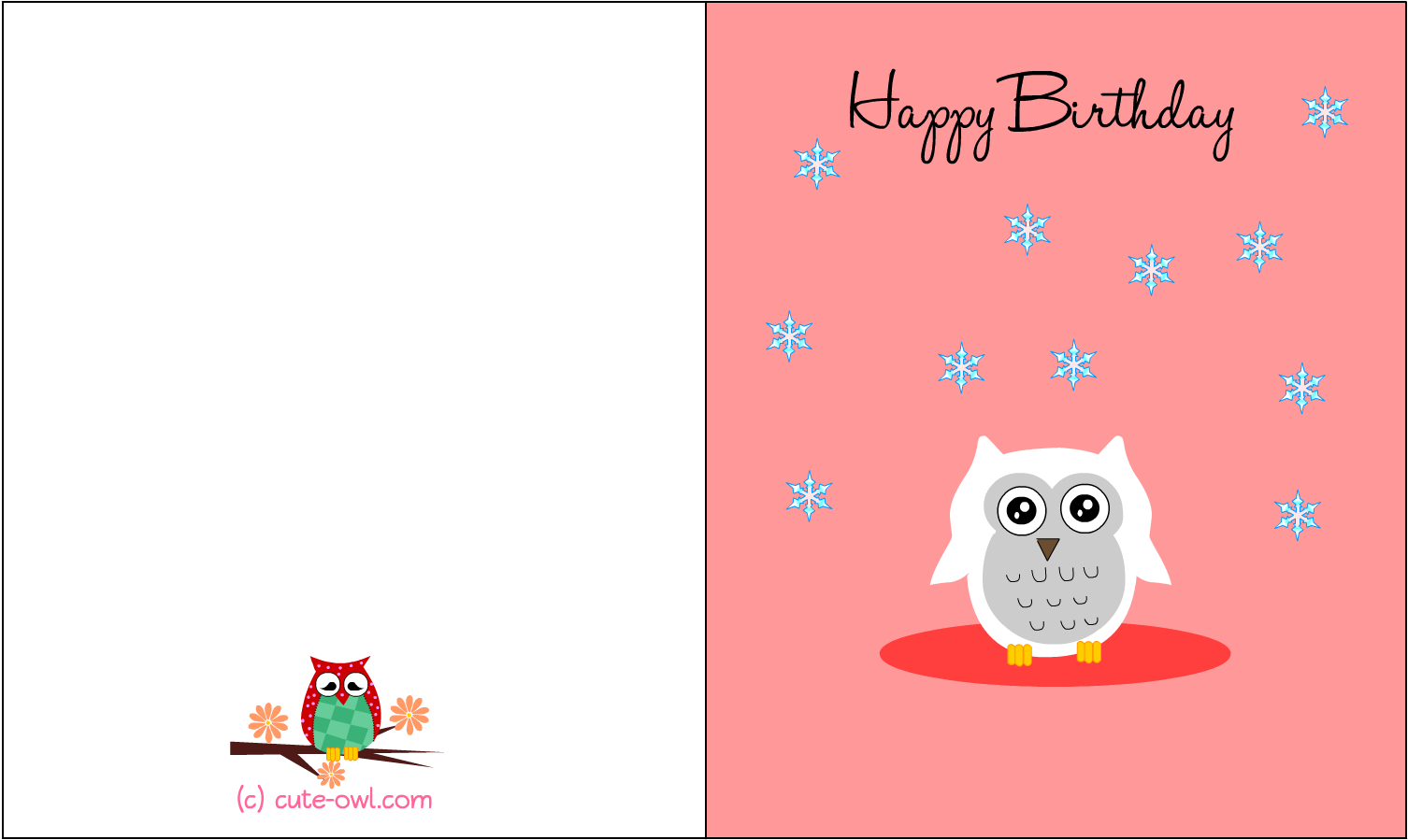 Card Invitation Design Ideas Cute Snowy Owl Happy Birthday - Happy Birthday Card Template (1650x1275)