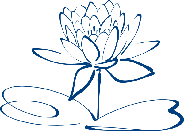 Lotus Flower Outline Blue Clip Art At Clipart Library - Drawing Black And White Flower Clip Art (600x426)