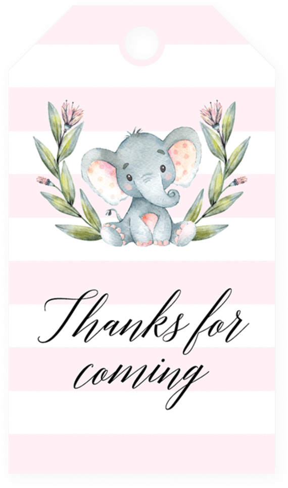 Unique Printable Baby Shower Games & Baby Shower Invitation - 50 Pink Watercolour Floral Elephant Baby Shower Thank (819x1024)