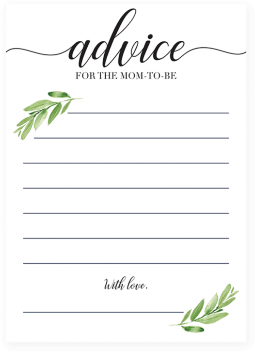 Greenery Baby Shower Advice For The Mom To Be Printable - Mother (616x770)