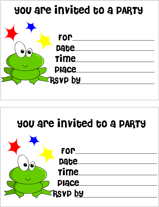 Cute Frog Free Birthday Invitation Printable - Printable Birthday Invitations (612x792)