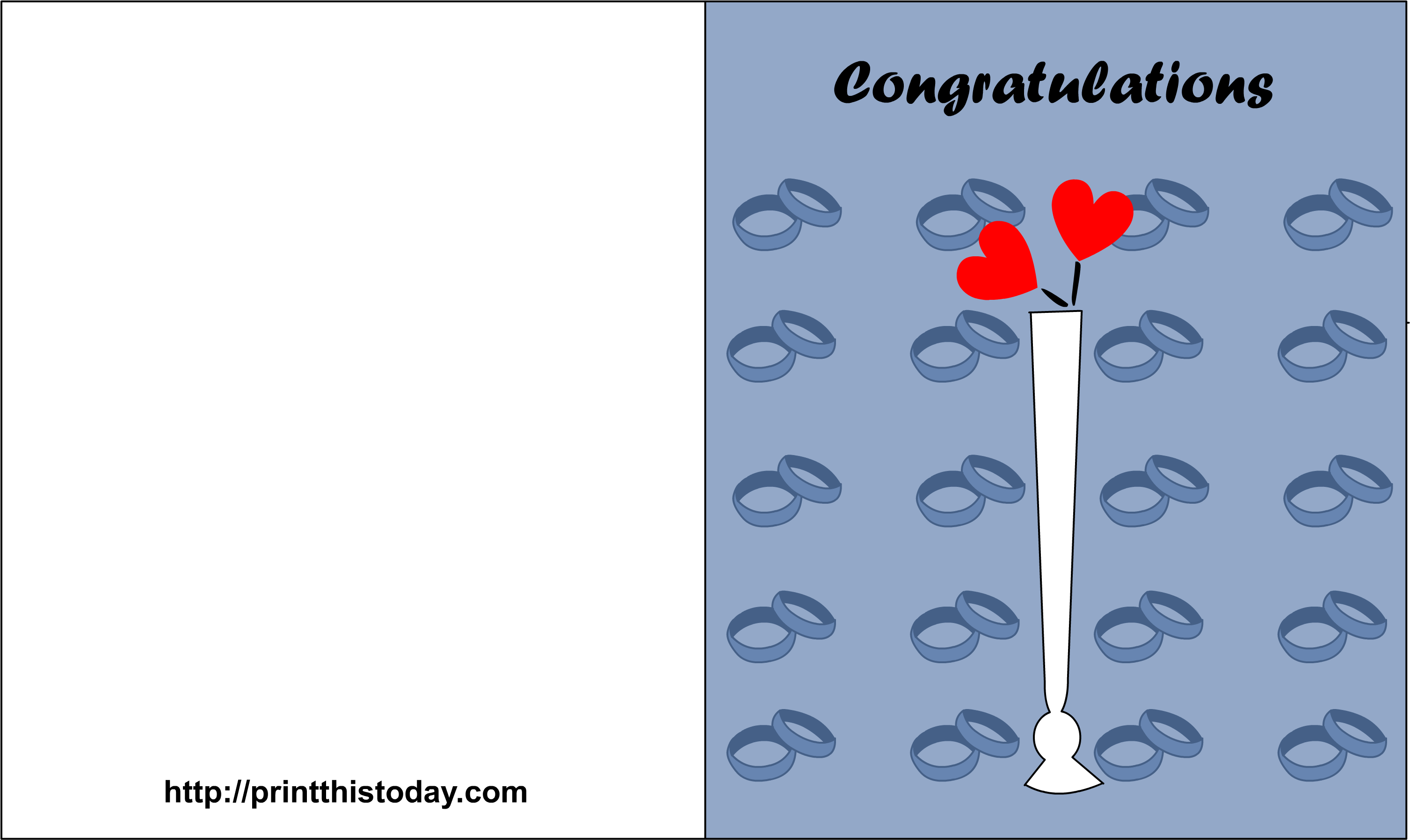 Free Printable Wedding Card With Hearts And Rings - Greeting Card (3300x2550)