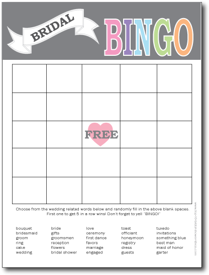 Printable Bridal Shower Bingo Card - Bingo Card (450x582)