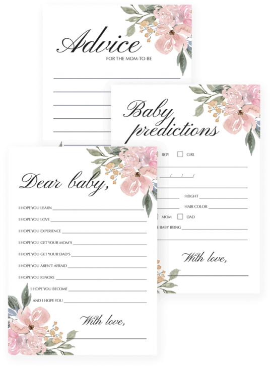 Baby Shower, Watercolor Floral Shower Games Blush Pink - Garden Roses (616x770)