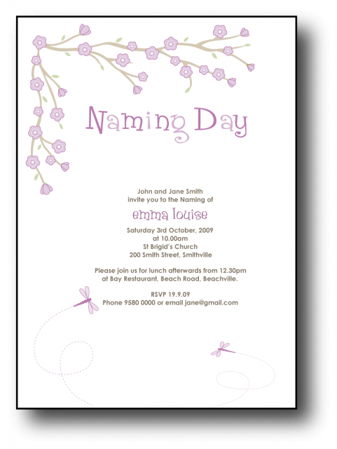 Baby Naming Invitation Wording Naming Day Invitations - Baptism (481x640)