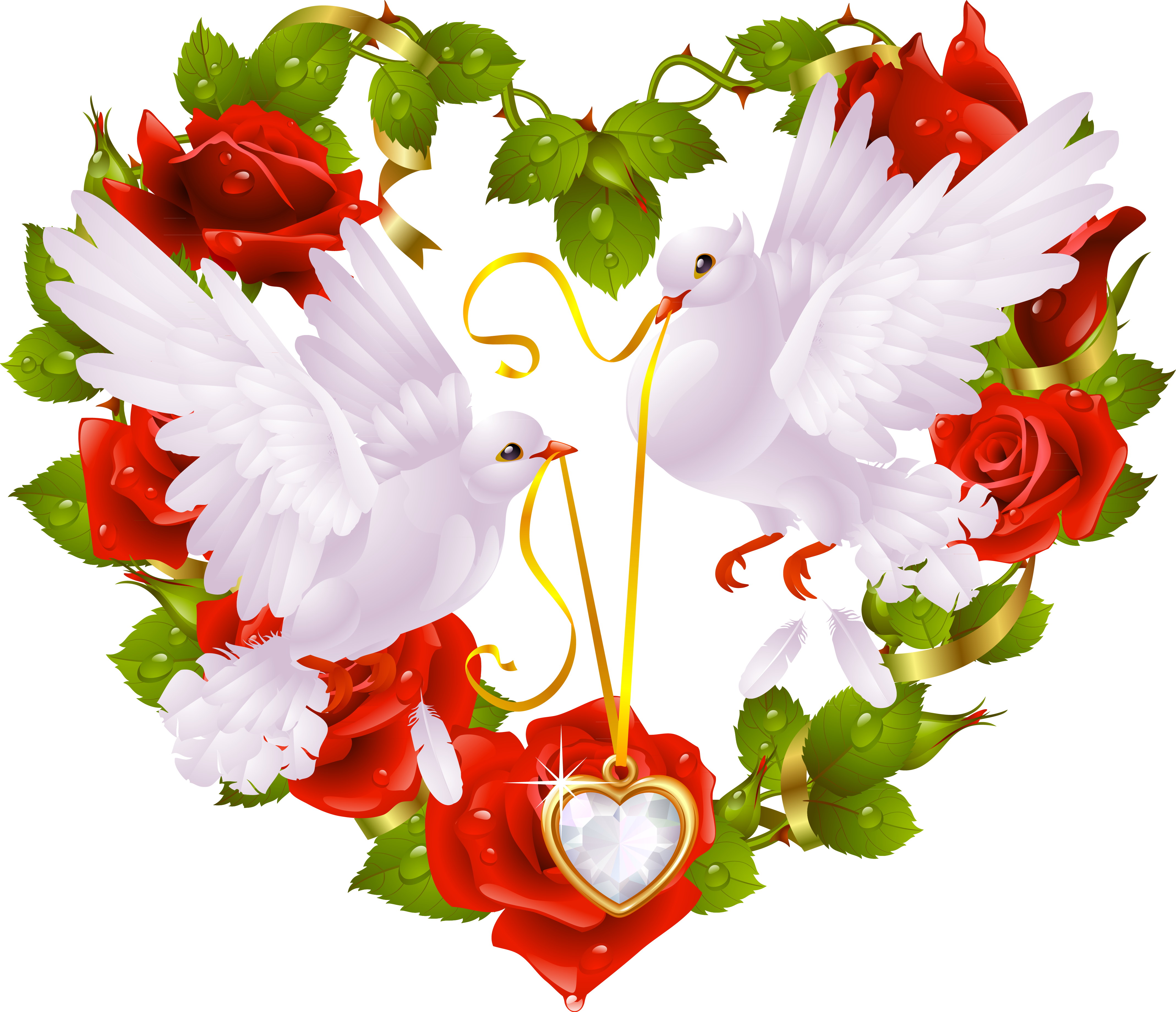 Columbidae Bird Heart Clip Art - Love Birds Images For Facebook (4274x3676)