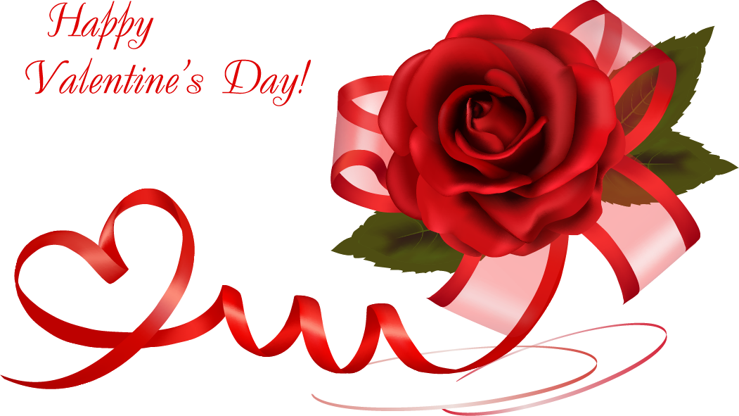 Png Клипарт "valentine's Day" - Happy Valentine's Day Rose (1051x591)