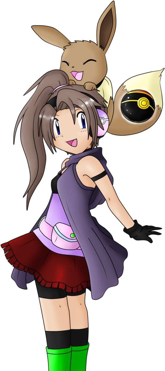 Eevee Pokemon Trainer Gallery - Pokemon Trainer With Eevee (627x1273)