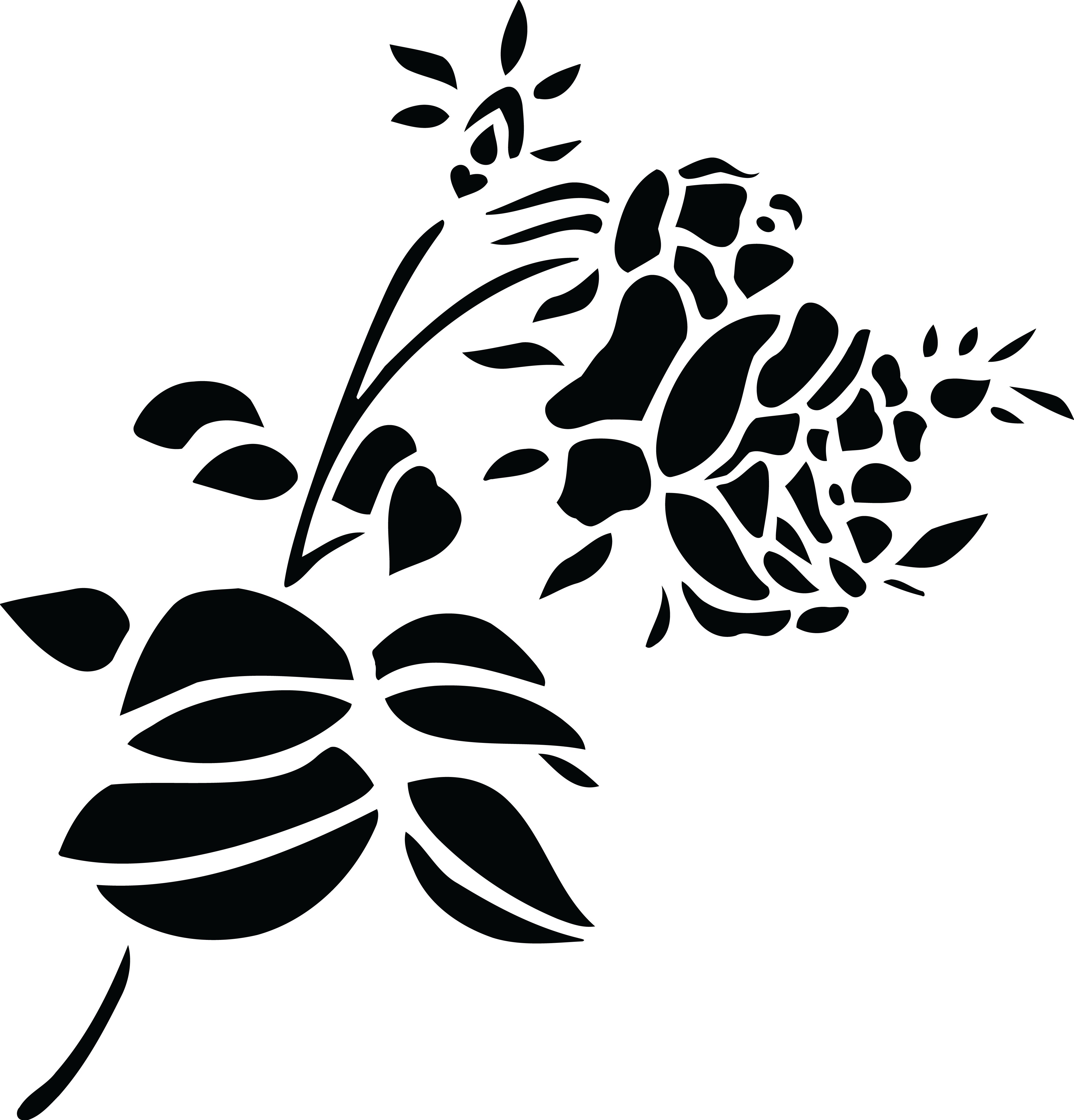 Free Clipart Of A Black And White Stem Of Roses - Rose Flower Black And White Png (4000x4173)