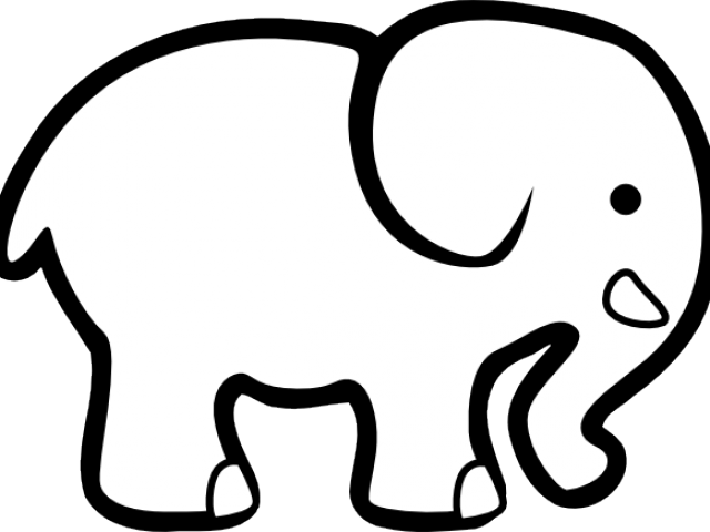 Simple Elephant Outline - Cartoon Elephant (640x480)
