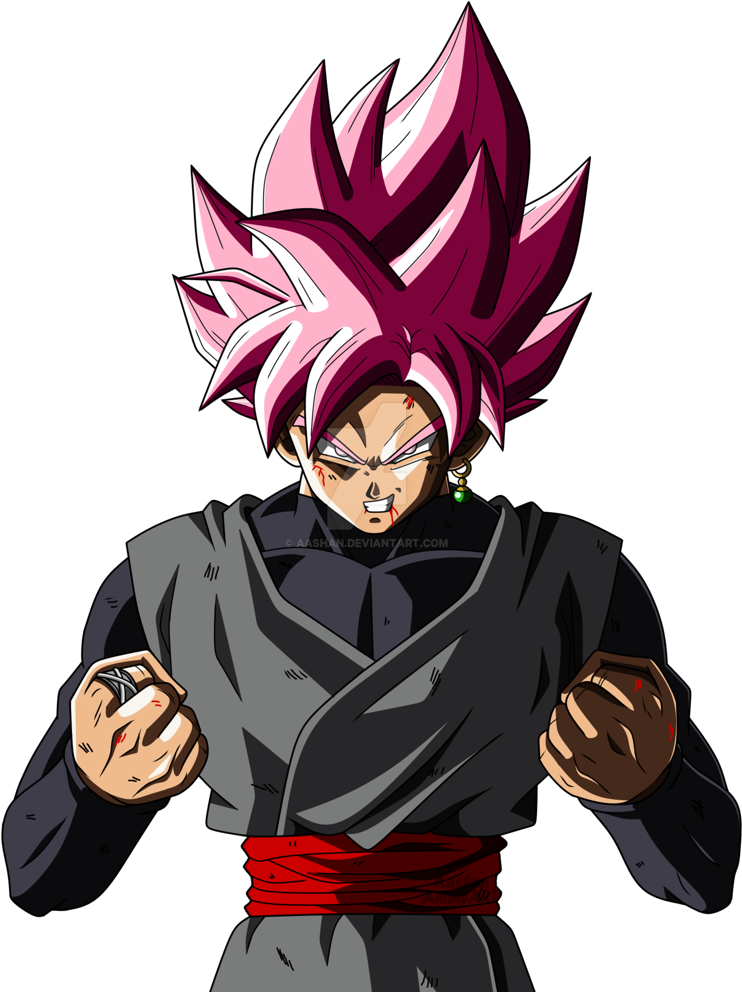 Goku Black Super Saiyan Rose Injured By Aashananimeart - Super Saiyan Rose Goku Black Png (1600x2056)