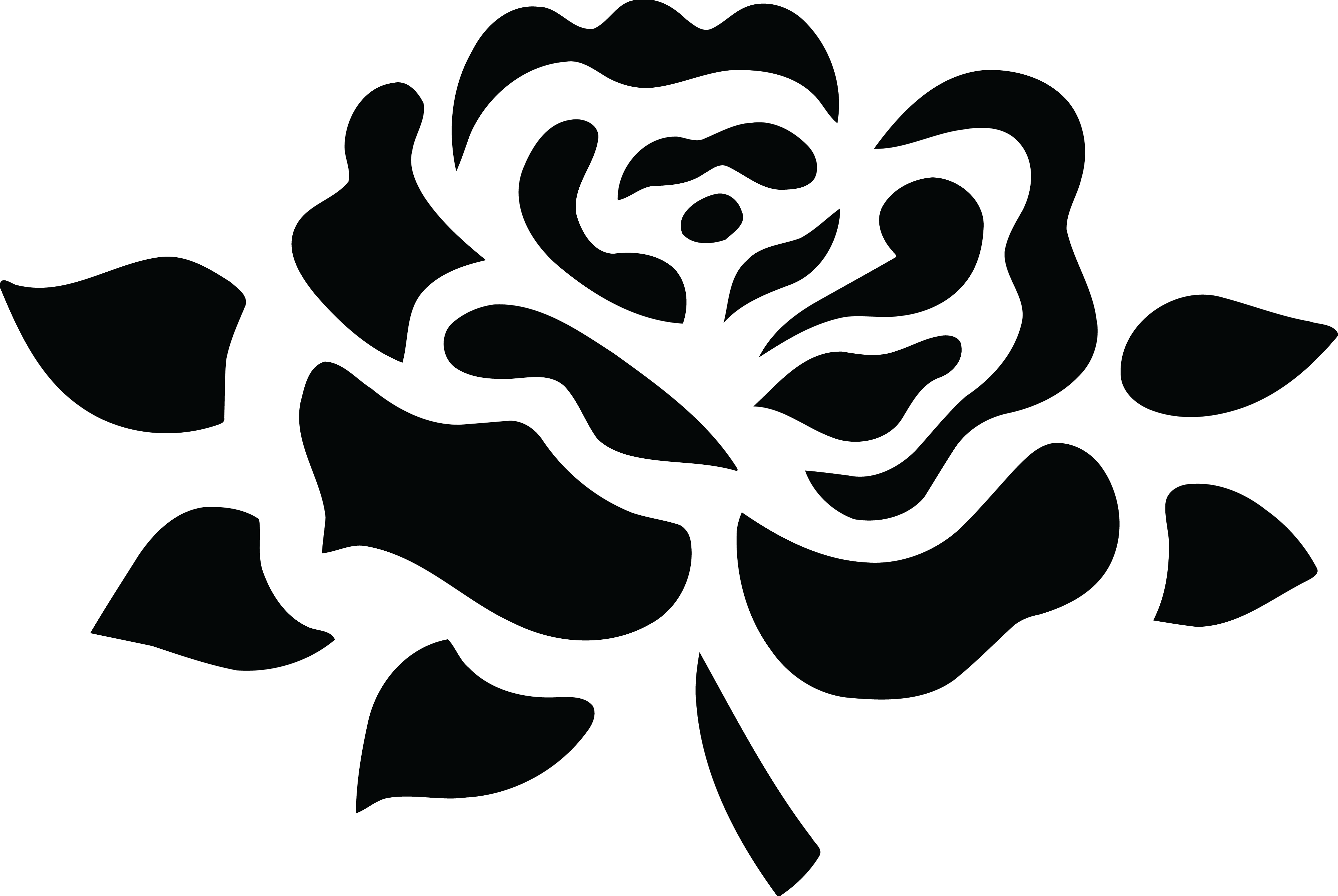 Free Clipart Of A Black And White Fully Bloomed Rose - Flower Png Black And White (4000x2678)