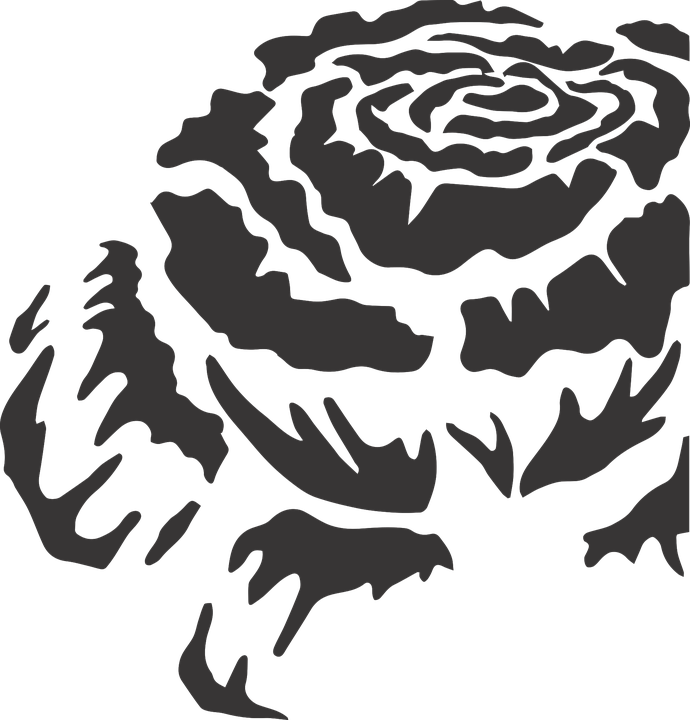 Rose Black And White Clipart 2, Buy Clip Art - Clip Art (690x720)