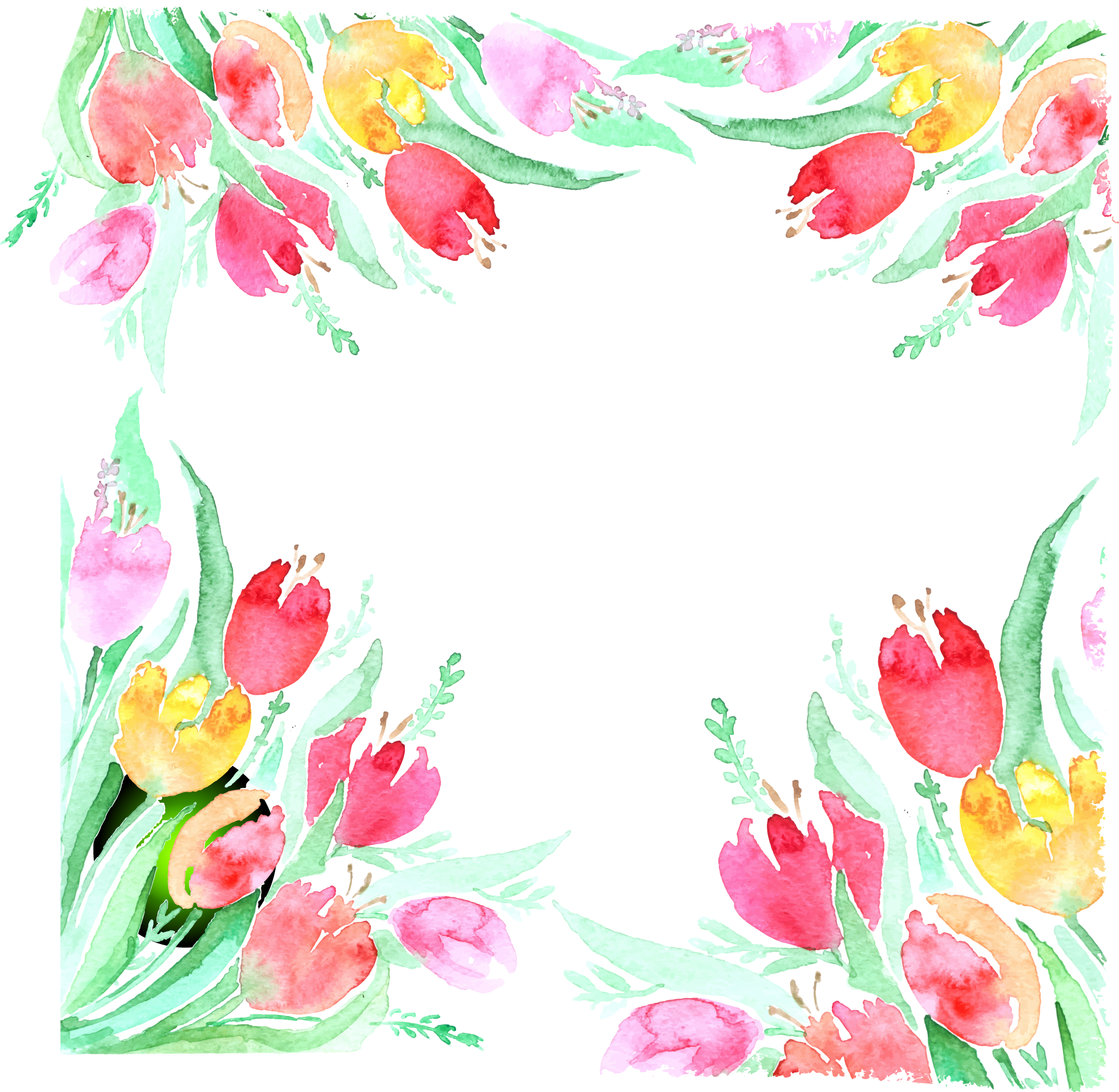 Flower Tulip Watercolor Painting - Elegante Watercolor-blumen, Duschen-einladung Karte (2217x2163)