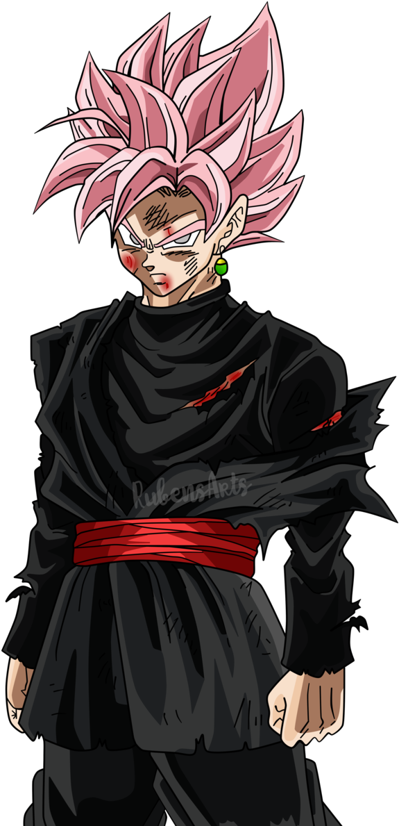 Black Goku Super Saiyan Rose Herido By Rubensarts - Black Goku Herido (670x1193)