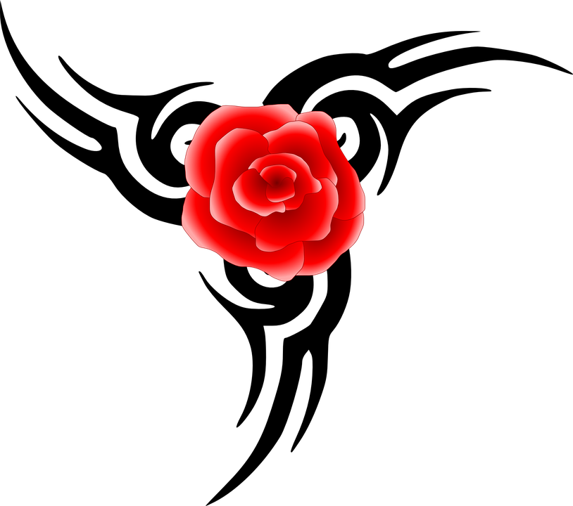 Rose Tattoo Black And White 20, Buy Clip Art - Tribal Tattoo (814x720)