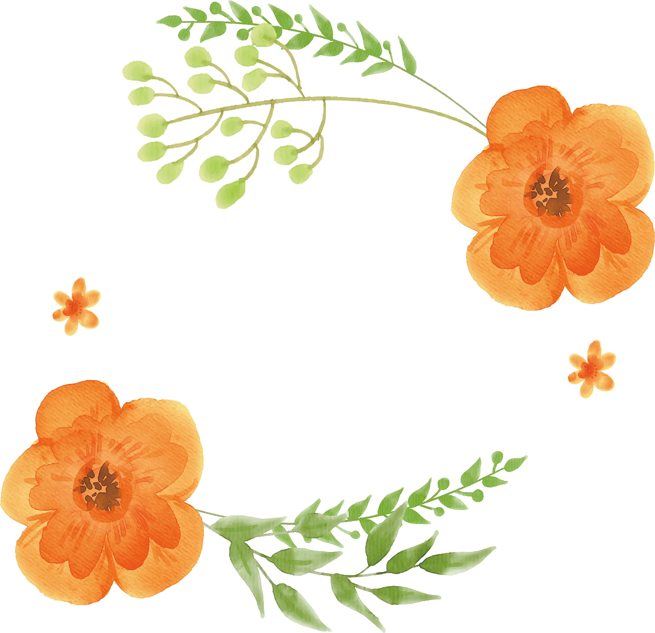 Flowers Orange Watercolor Painting - Orange Watercolor Flowers (2717x2626)