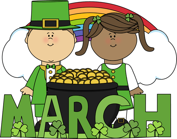 March Clip Art - March St Patrick's Day (600x471)