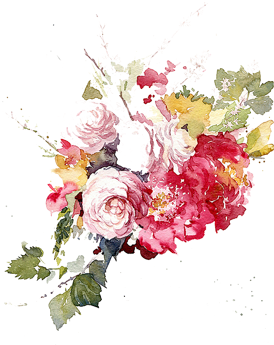 Watercolor Painting Garden Roses Flower Floral Design - Watercolor Painting (606x725)
