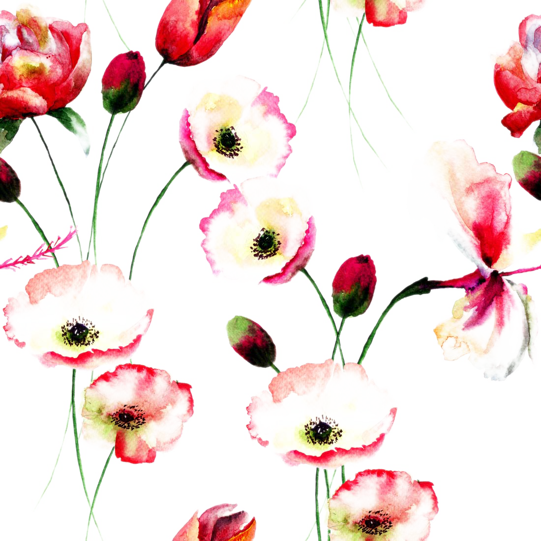 Poppy Flowers Watercolor Painting Floral Design - Positive Simple Reminder Quotes (1100x1100)