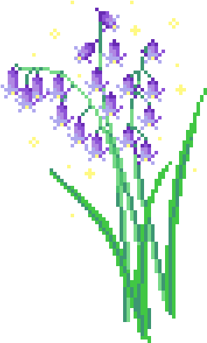 “ Bluebells ♥ ” - Purple Flower Pixel Gif (396x509)