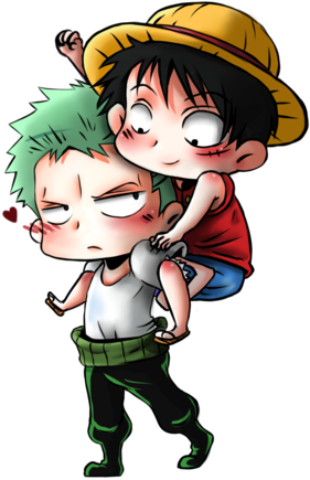 Zoro X Luffy Chibi Yaoi Fanart By Arisa-chibara - Monkey D. Luffy (400x480)