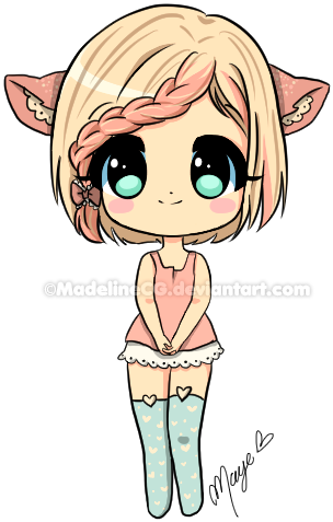 Mii-chibi [art Trade] By Madelinecg On Deviantart - Cute Chibi Art Styles (500x600)