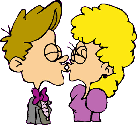 Cartoon Kissing Pictures - Cartoon Kissing Couple (458x419)