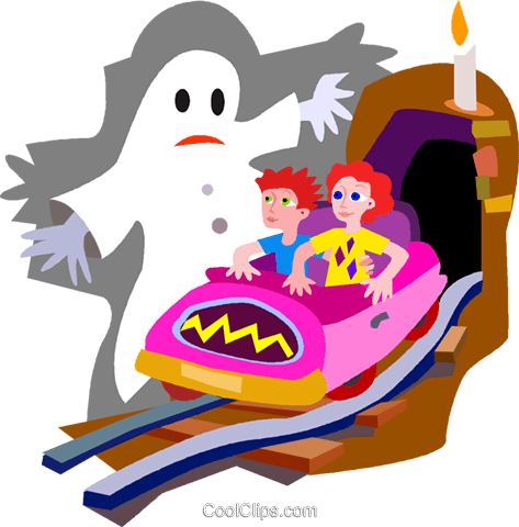 Haunted House Clipart Transparent Background - Haunted House Ride Cartoon (473x480)