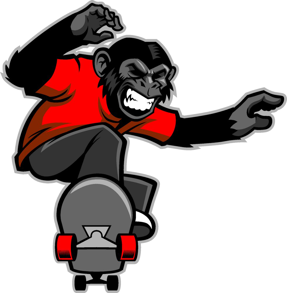 Skateboarding Cartoon - Skateboarding Monkey - Skateboarding Monkey (980x1000)