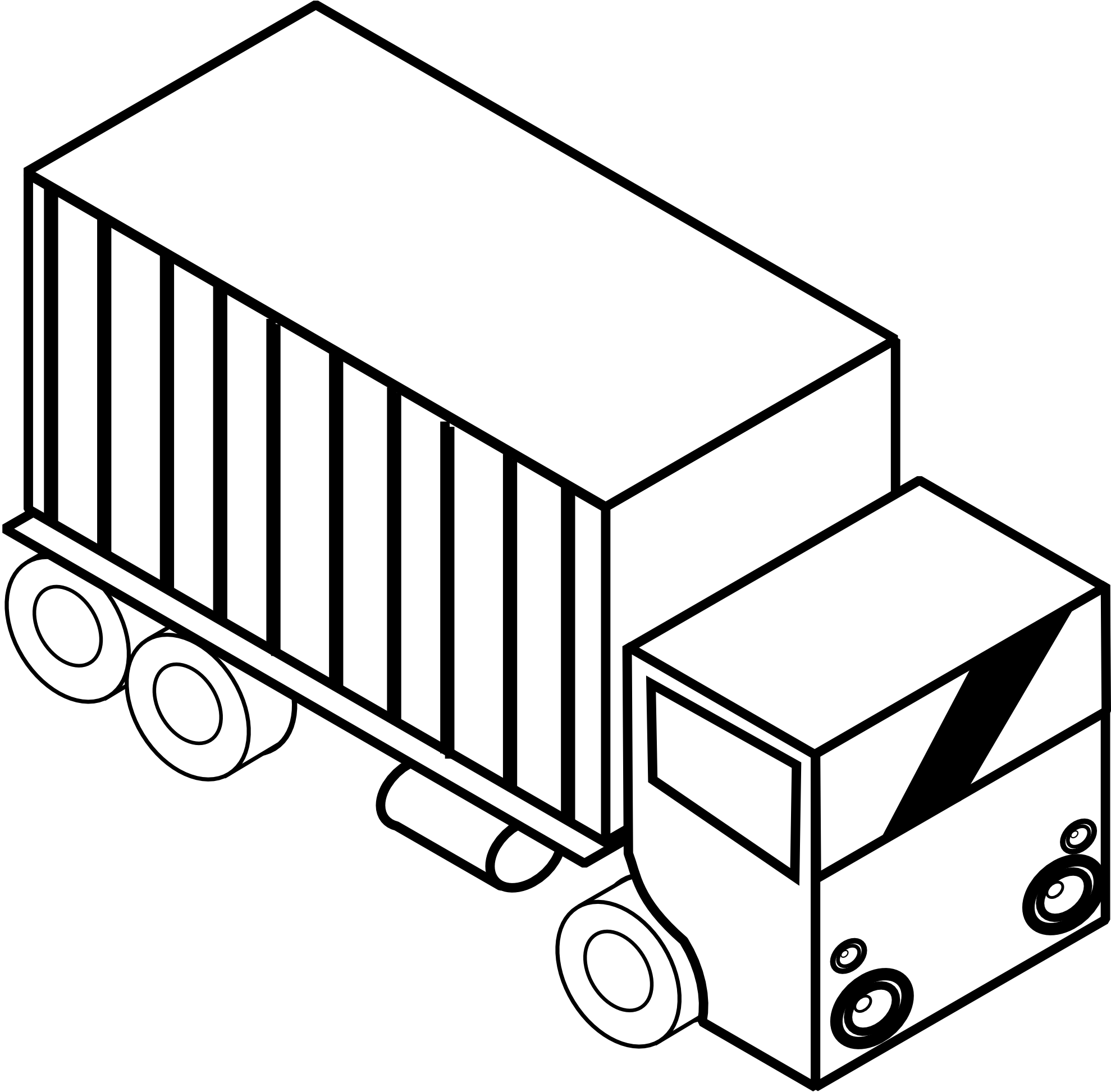 Monster Inc Clipart Black And White - Truck Black And White (3166x3112)