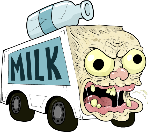 Truck With An Old Man's Face - Cartoon Milk Truck (600x526)