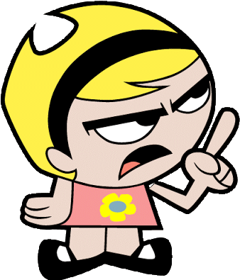 Mandy É Uma Garota Loira, Sem Nariz E Usa Um Vestido - Billy And Mandy Mandy Smile (366x401)