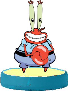 Krabs Amiibo - Spongebob Squarepants - Green & Yellow Poster (610x527)