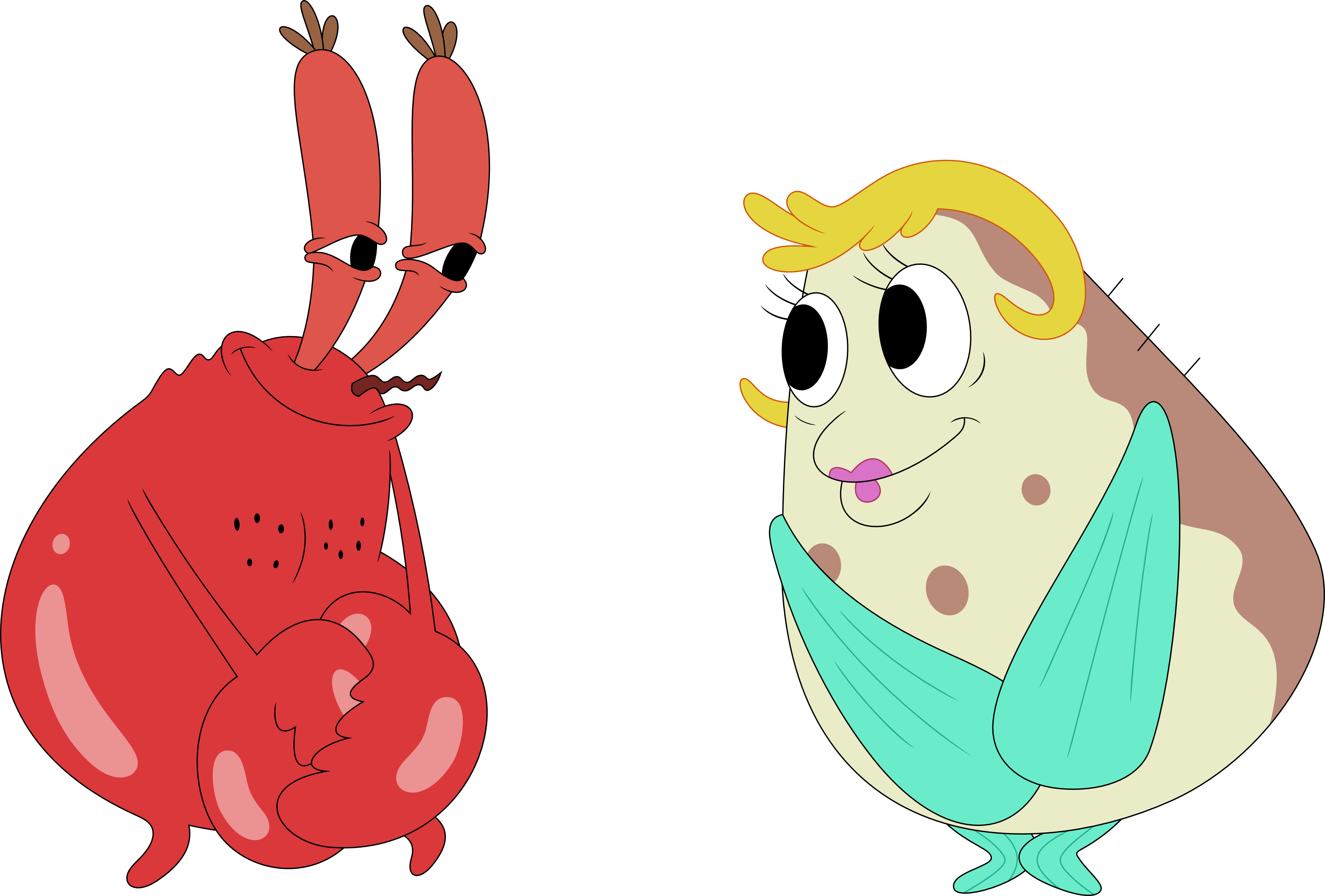 They Make A Cute Naked Couple By Porygon2z - Mr Krabs And Mrs Puff (3556x2405)