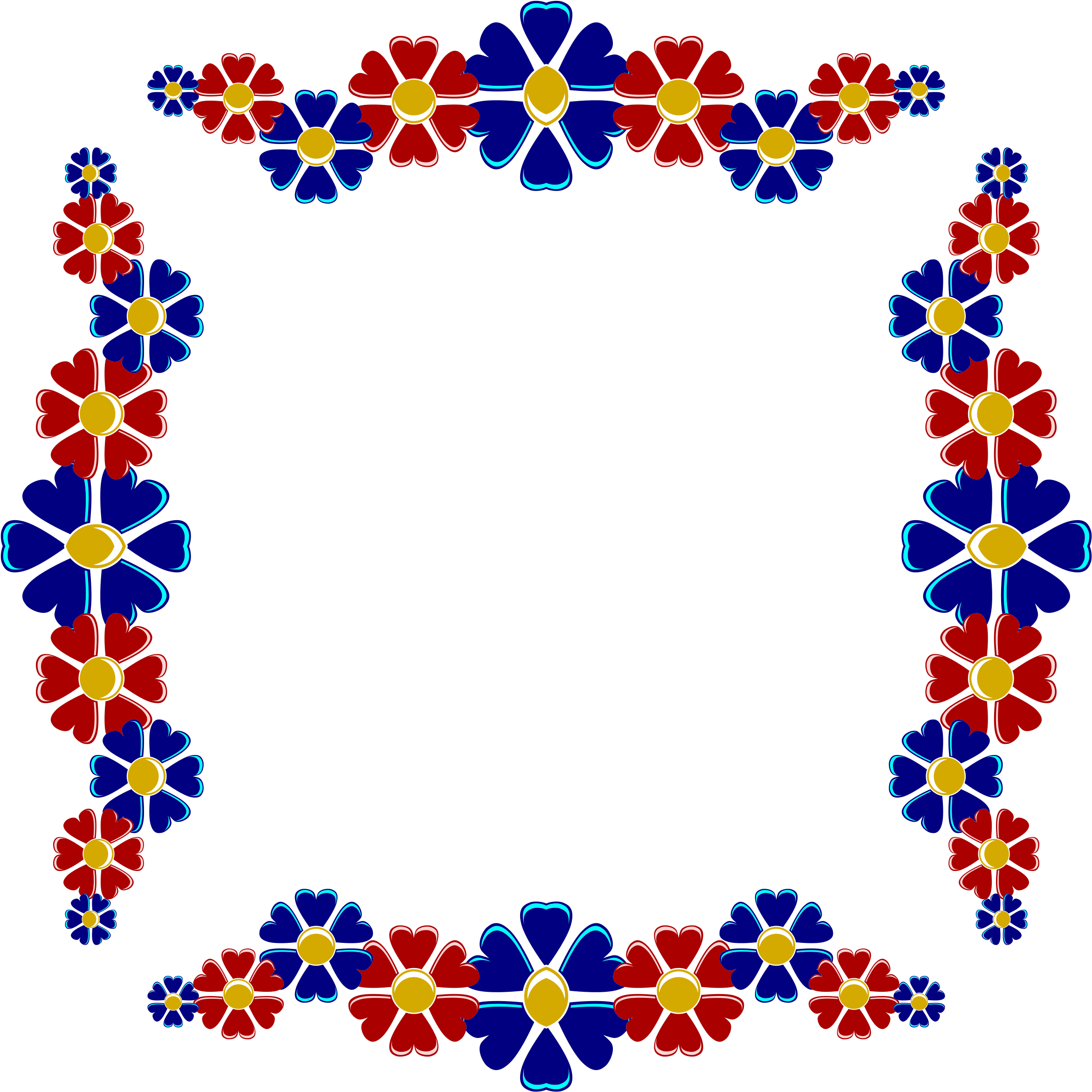 Red And Blue Floral Frame - Red And Blue Frame Png (2400x2400)