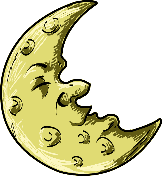 Crescent Clipart Evening Moon - Cartoon Half Moon Png (566x616)