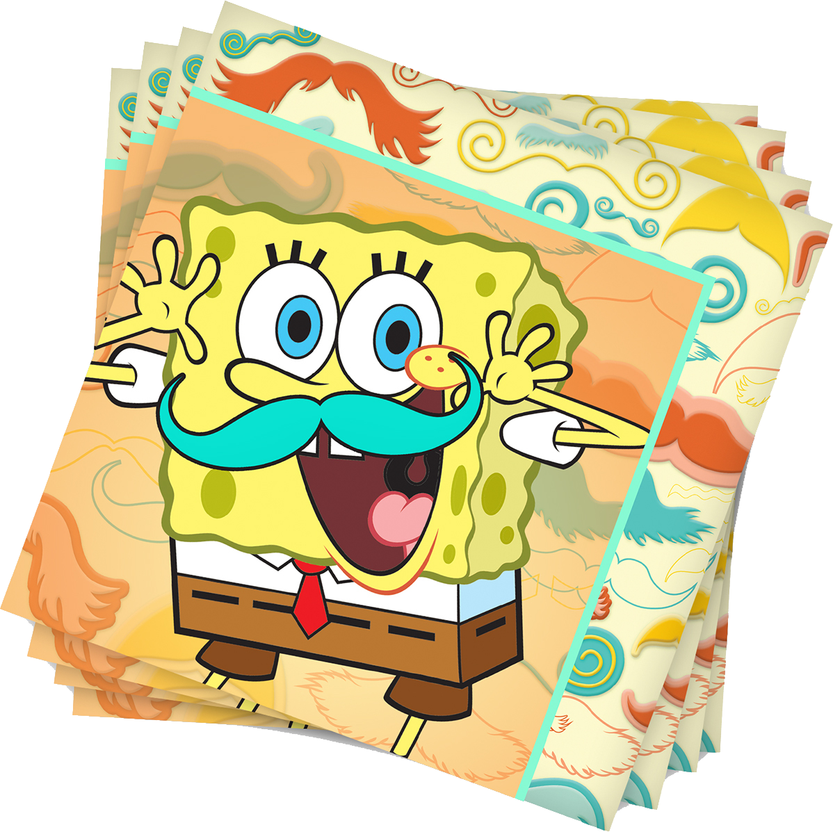 Mustache Party Product Mock-ups - Set Of Spongebob Squarepants Napkins (1198x1197)