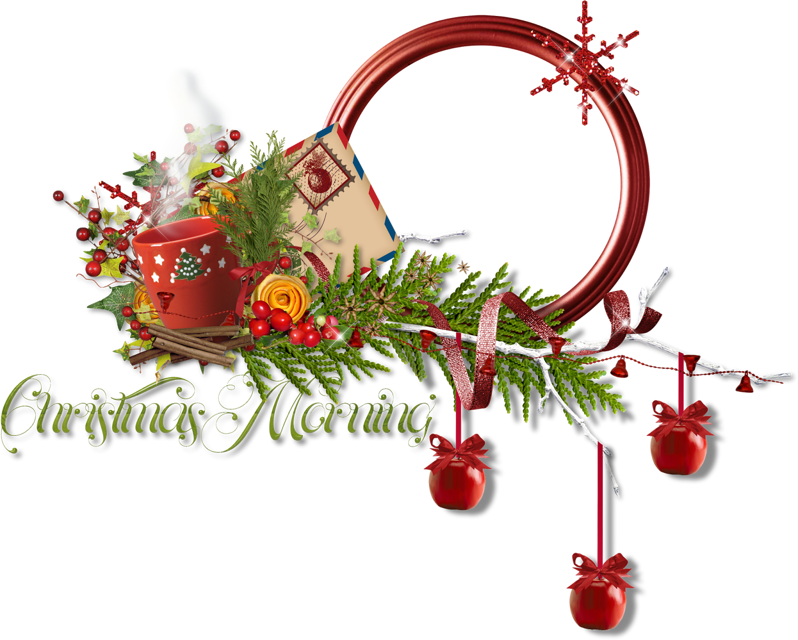 Christmas Ornament Digital Scrapbooking - Red (1600x1283)