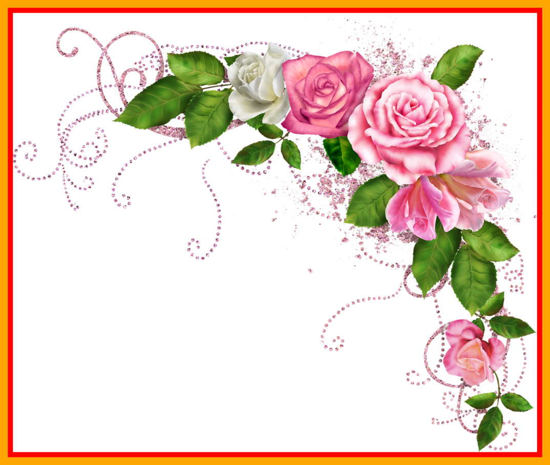 Red Rose Border Red Rose Border Corner Png Awesome - Pink Flower Border Clipart (1074x909)