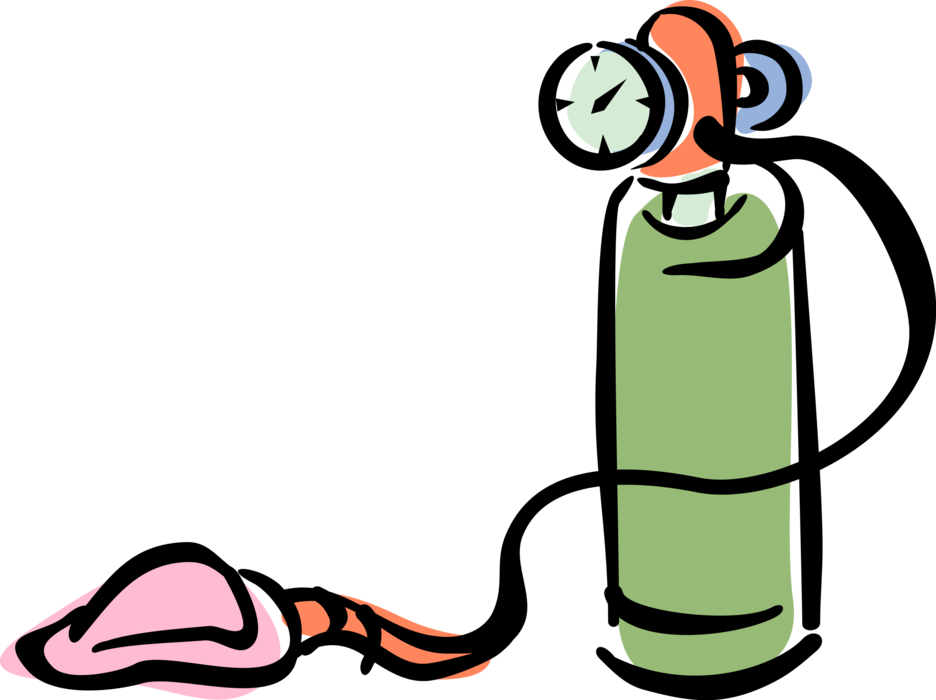 Vector Illustration Of Home Medical Oxygen Cylinder - Oxygen Tank Cartoon Transparent (936x700)