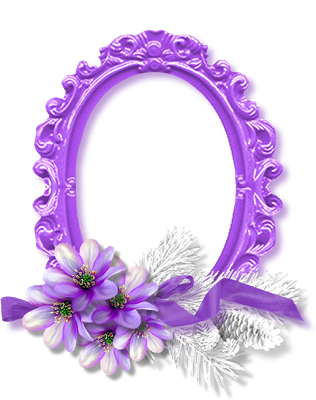 Cheyokota Digital Scraps - Purple Oval Flower Frame Png (316x400)
