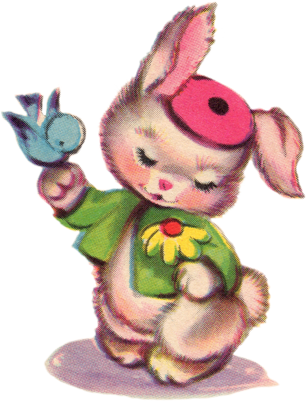 Free Vintage Digital Scrapbooking Archives - Vintage Rabbit And Blue Bird Earring Oval Charm (1152x1458)