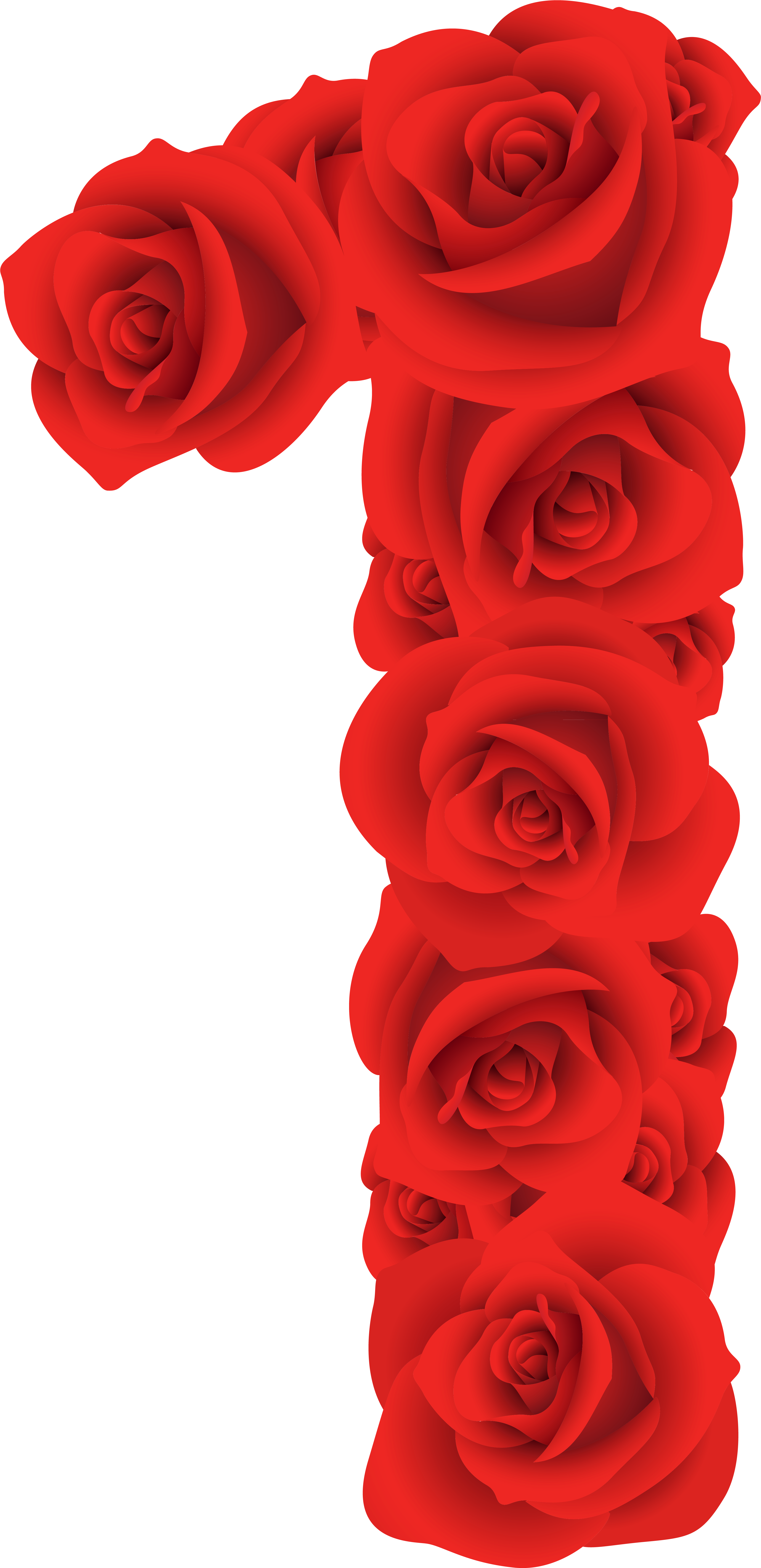 Red Rose Clipart One - Numbers In Red Png (3562x7042)
