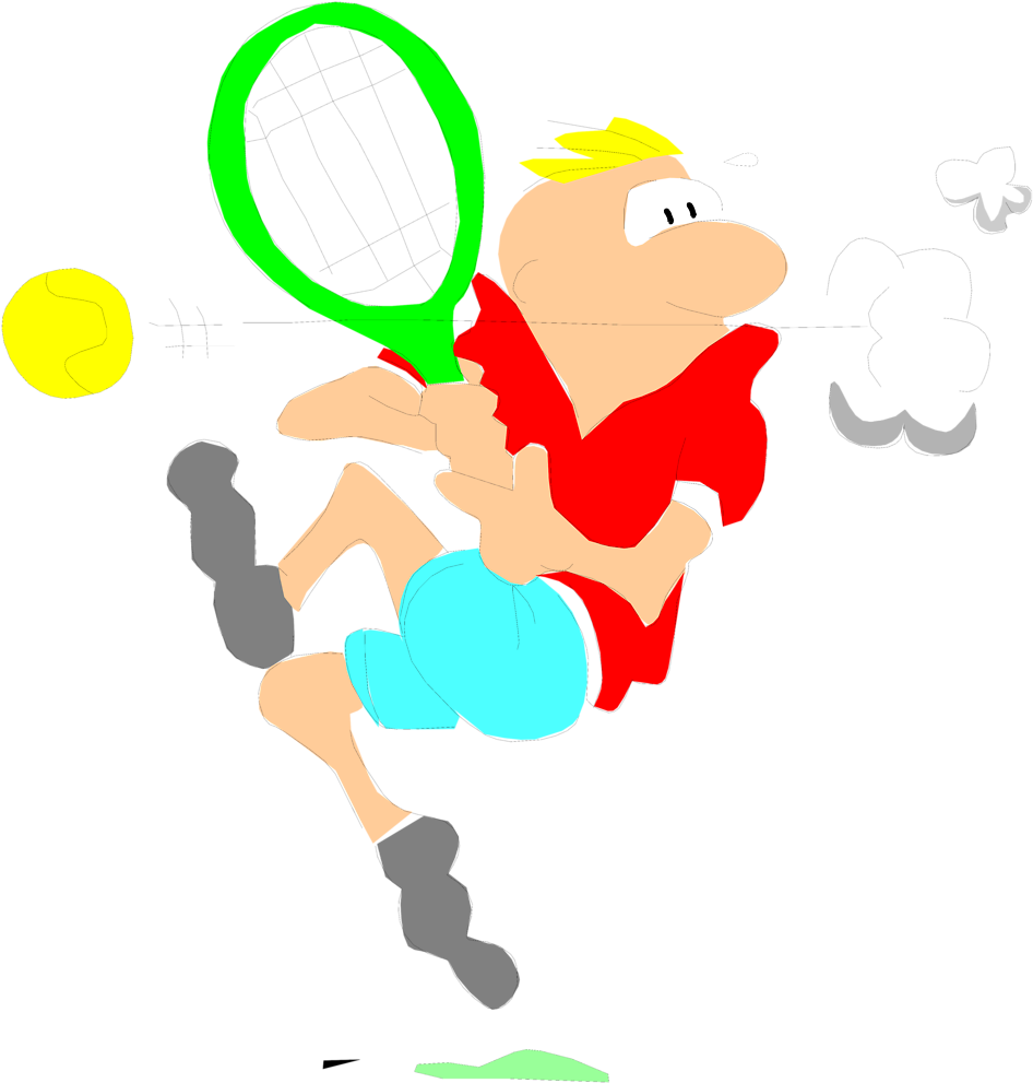 Illustration Of A Cartoon Man Playing Tennis - Illustration Of A Cartoon Man Playing Tennis (958x990)