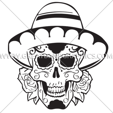 Sugar Skull Sombrero - Illustration (385x385)