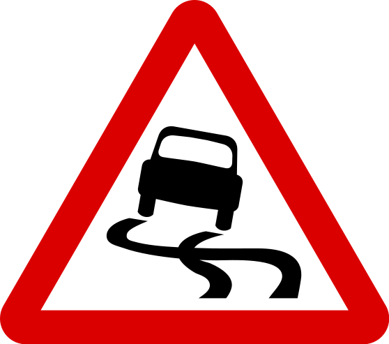 Singapore Road Signs - Road Signs Slippery Road (1159x1024)